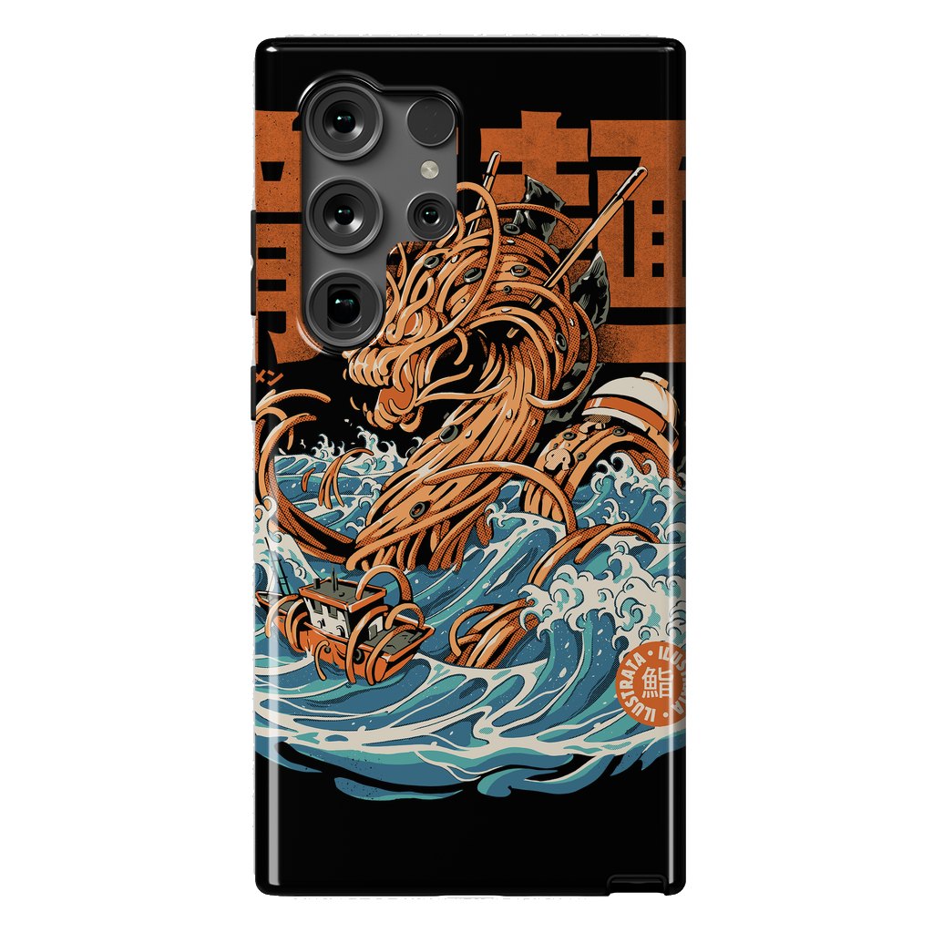 Galaxy S24 Ultra StrongFit Black Great Ramen Dragon off Kanagawa by Ilustrata