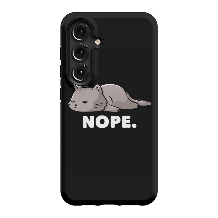 Galaxy S24 StrongFit Nope Funny Cute Lazy Cat Gift by eduely