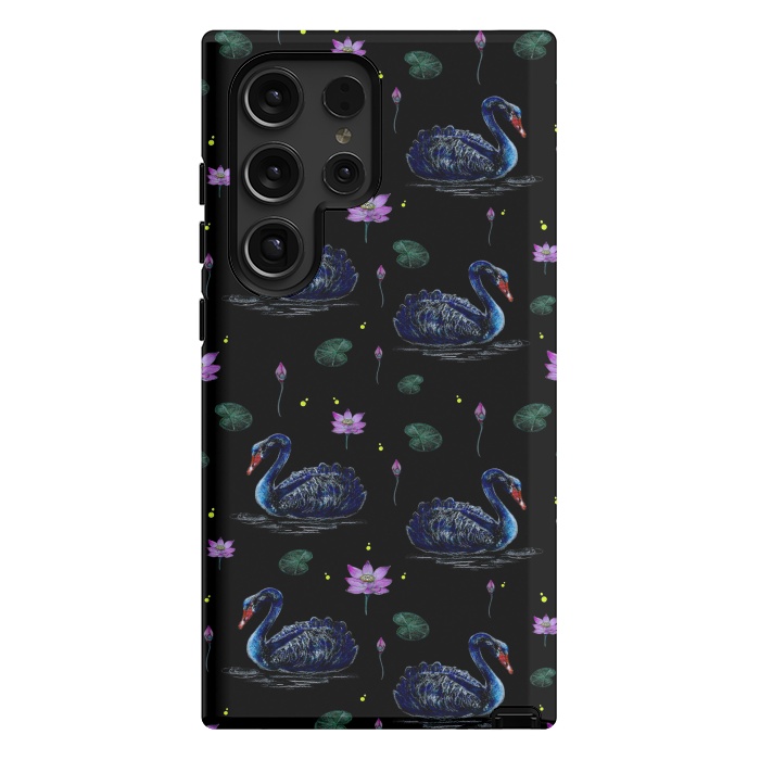 Galaxy S24 Ultra StrongFit Black Swans in Lily Pond by Negin Mf