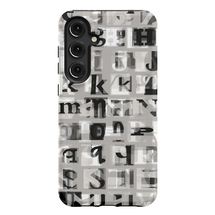 Galaxy S24 Plus StrongFit Typography letters collage - grey letters by Oana 