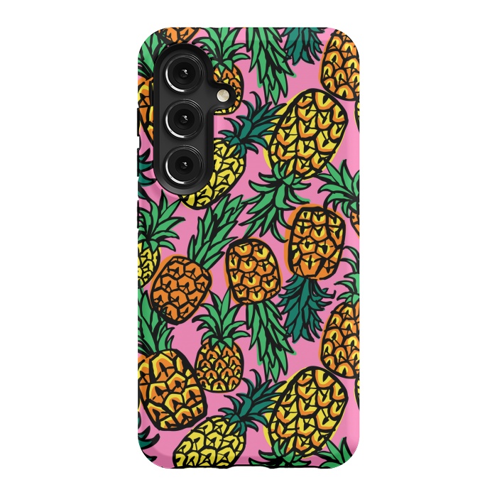 Galaxy S24 StrongFit Tropical Pineapples by Laura Grant