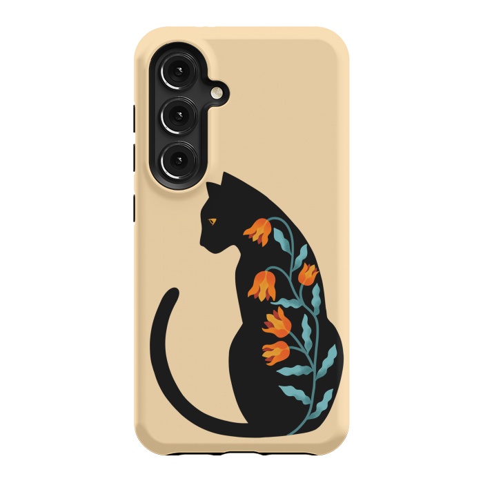 Galaxy S24 StrongFit Cat Floral by Coffee Man