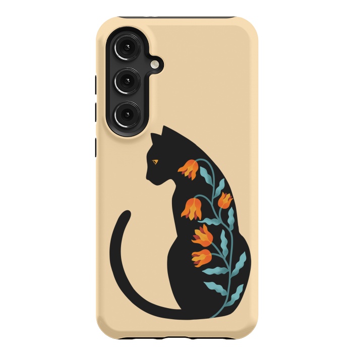 Galaxy S24 Plus StrongFit Cat Floral by Coffee Man