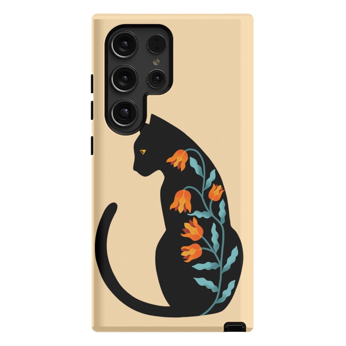 Galaxy S24 Ultra StrongFit Cat Floral by Coffee Man