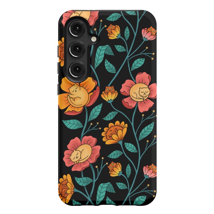 Galaxy S24 Plus StrongFit Cats and Flowers by Coffee Man