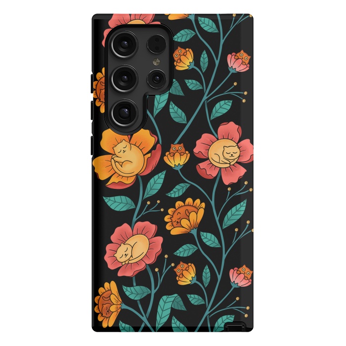 Galaxy S24 Ultra StrongFit Cats and Flowers by Coffee Man