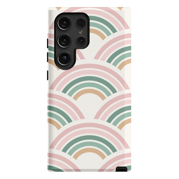 Galaxy S24 Ultra StrongFit Blush & Green Rainbow Pattern by ArtPrInk