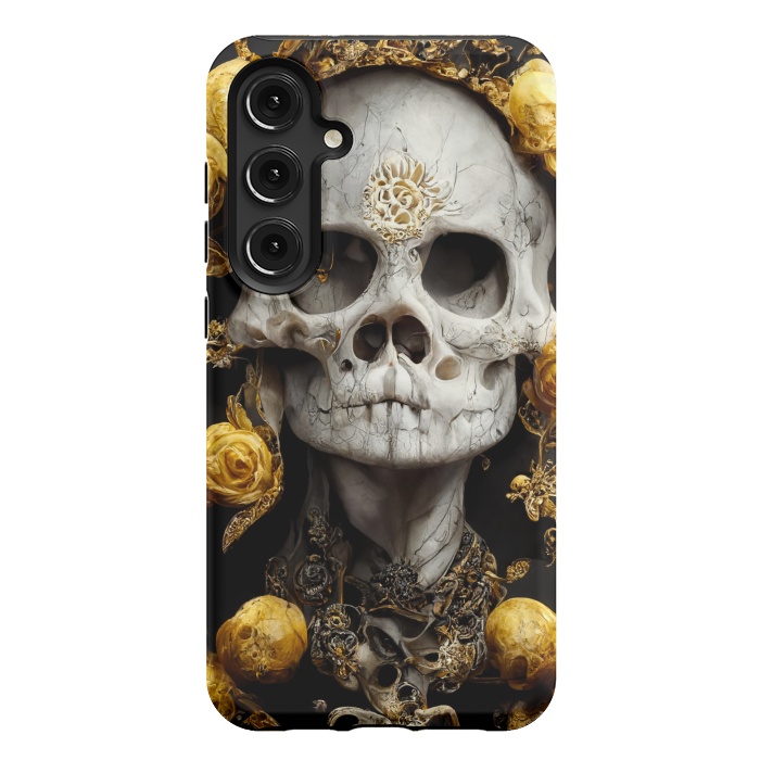 Galaxy S24 Plus StrongFit yellow gold roses skull by haroulita
