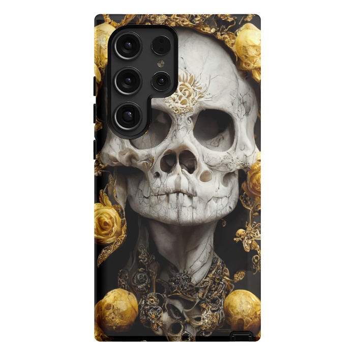Galaxy S24 Ultra StrongFit yellow gold roses skull by haroulita