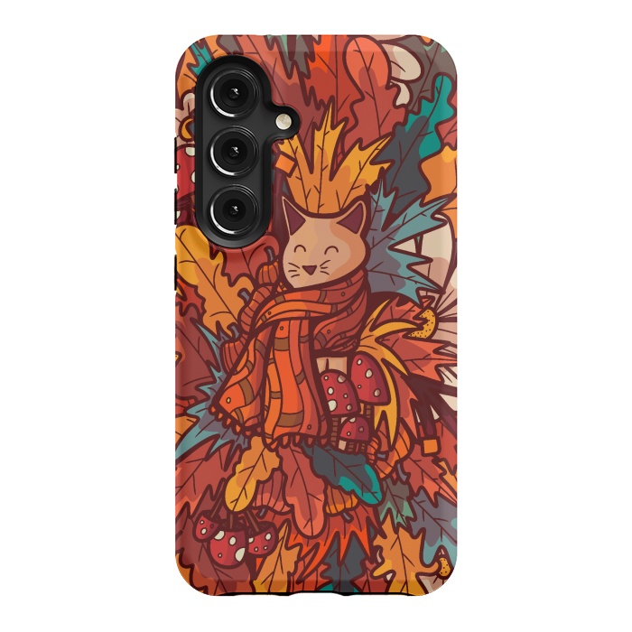 Galaxy S24 StrongFit Cosy autumn cat by Steve Wade (Swade)