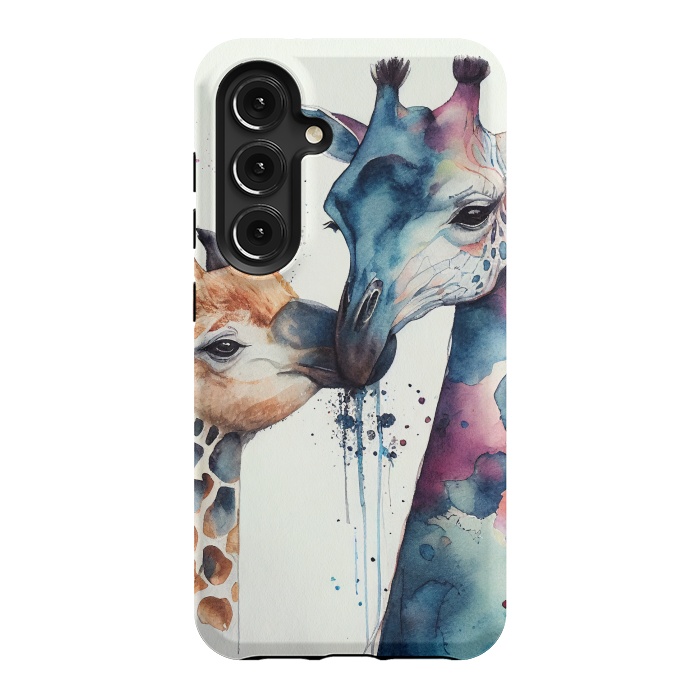 Galaxy S24 StrongFit Giraffe Love in Watercolor by Texnotropio