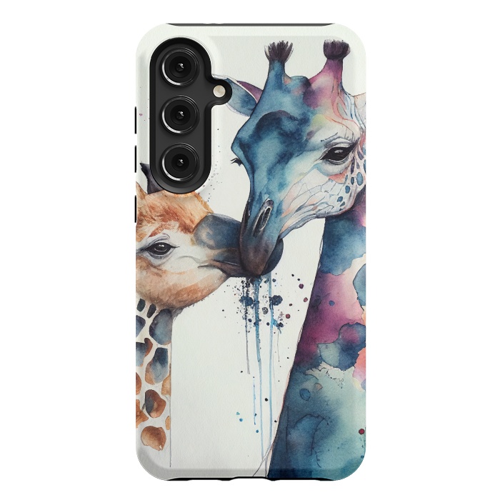 Galaxy S24 Plus StrongFit Giraffe Love in Watercolor by Texnotropio