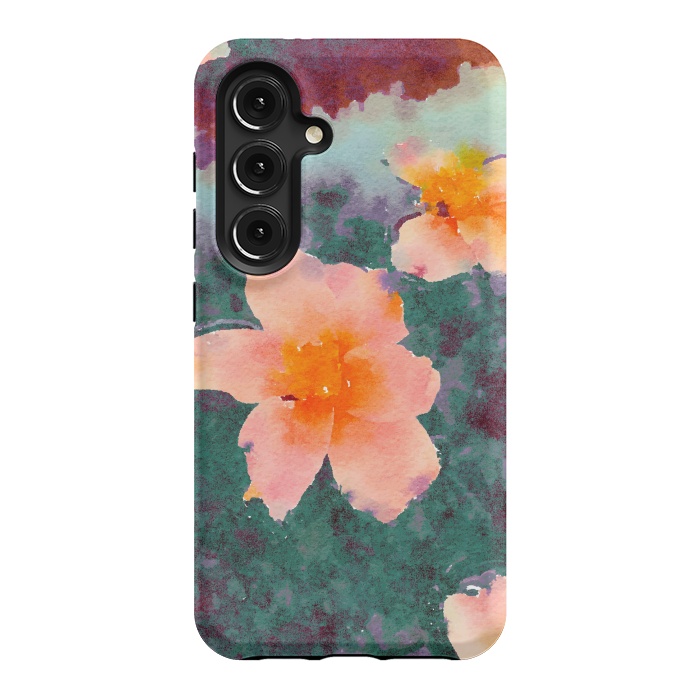 Galaxy S24 StrongFit Floating In Love, Watercolor Lotus Pond Botanical Lake, Forest Jungle Floral Painting by Uma Prabhakar Gokhale