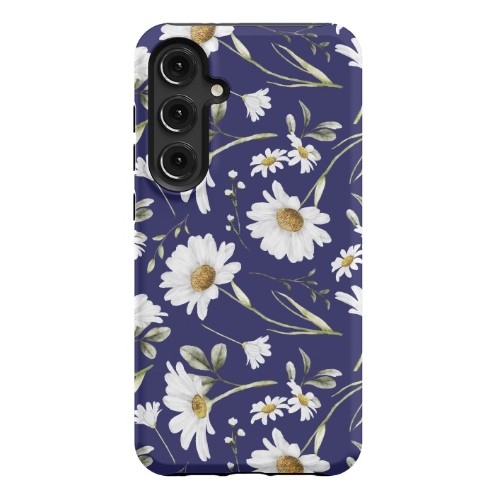 Galaxy S24 Plus StrongFit White Watercolor Flowers 2 by Bledi