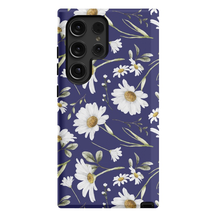 Galaxy S24 Ultra StrongFit White Watercolor Flowers 2 by Bledi