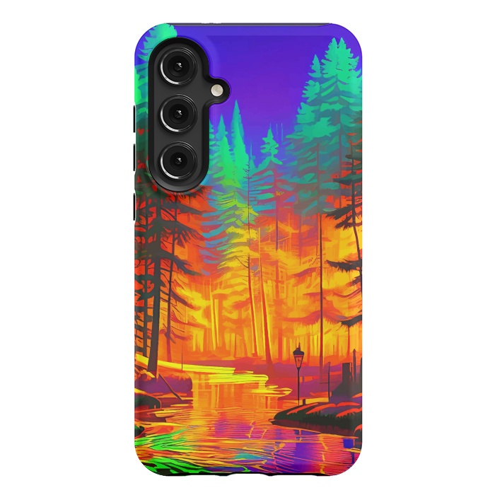 Galaxy S24 Plus StrongFit The Neon Mirage, Forest Trees Nature, Eclectic Electric Pop Art, Colorful Bright Contemporary Modern by Uma Prabhakar Gokhale