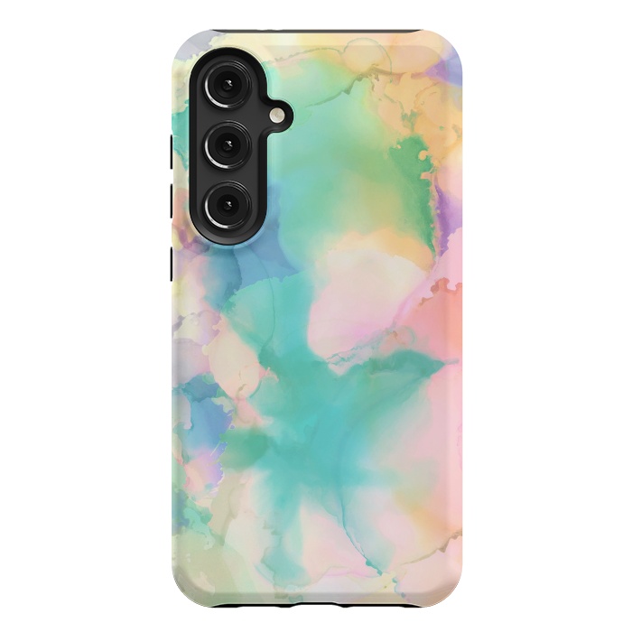 Galaxy S24 Plus StrongFit Rainbow watercolor abstract painting - modern splats by Oana 