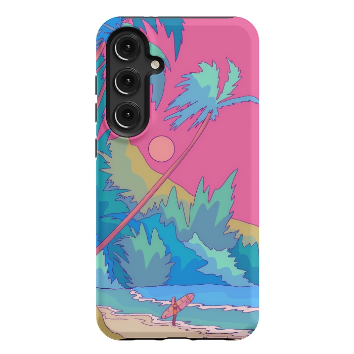 Galaxy S24 Plus StrongFit Pink sky beach by Steve Wade (Swade)