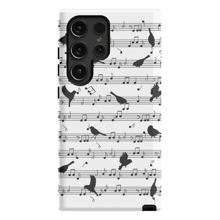 Galaxy S24 Ultra StrongFit Birds on Musical notes - Black by LM2Kone