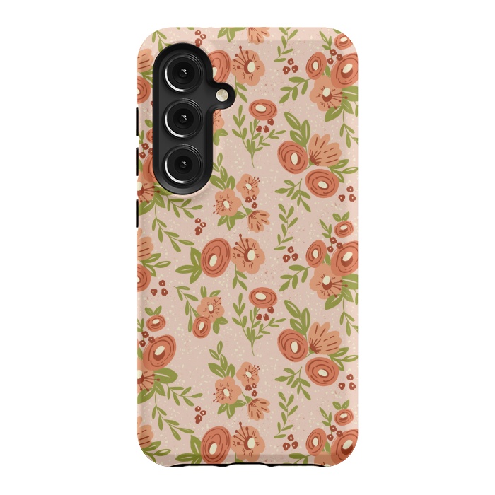 Galaxy S24 StrongFit Coral Flowers by Tiny Thistle Studio