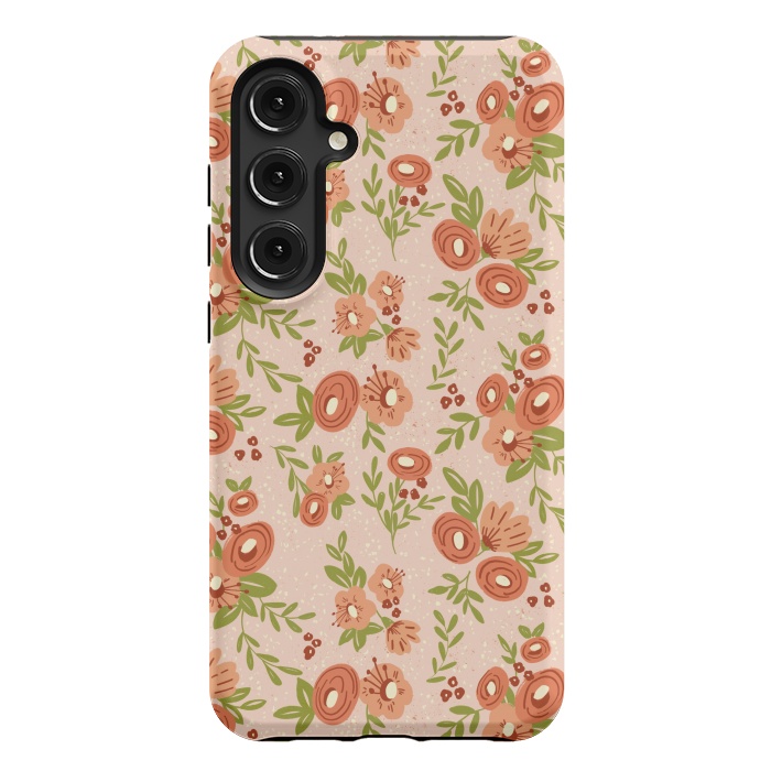 Galaxy S24 Plus StrongFit Coral Flowers by Tiny Thistle Studio