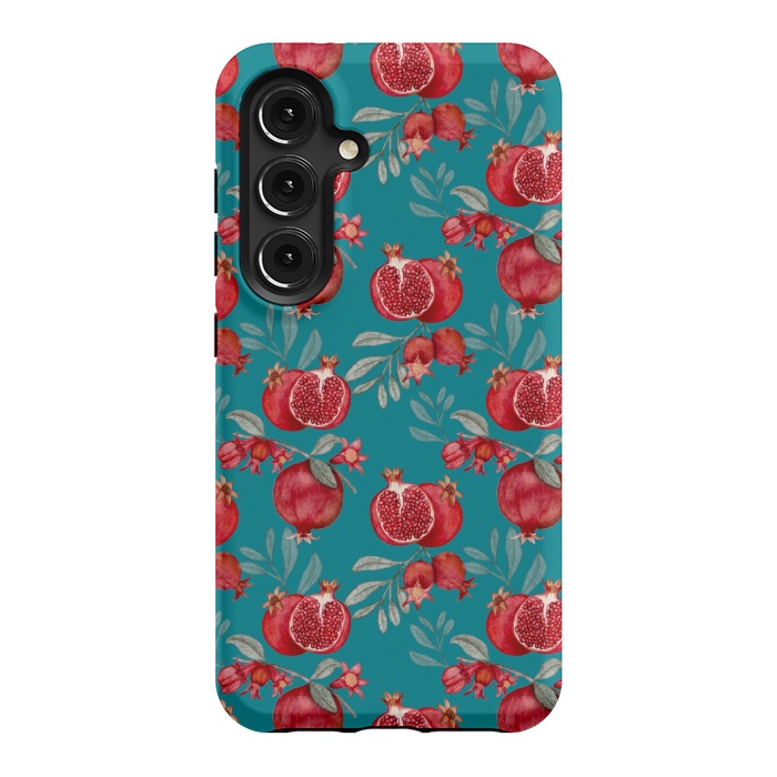 Galaxy S24 StrongFit Red fruits, dark teal by Flowery Stories