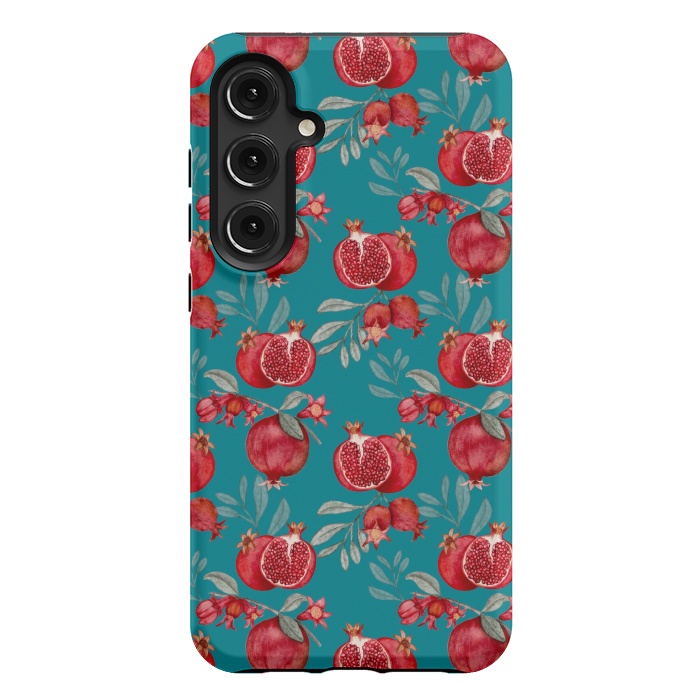 Galaxy S24 Plus StrongFit Red fruits, dark teal by Flowery Stories