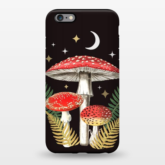 iPhone 6/6s plus StrongFit Red mushrooms, stars and Moon - whimsical cottagecore forest illustration by Oana 