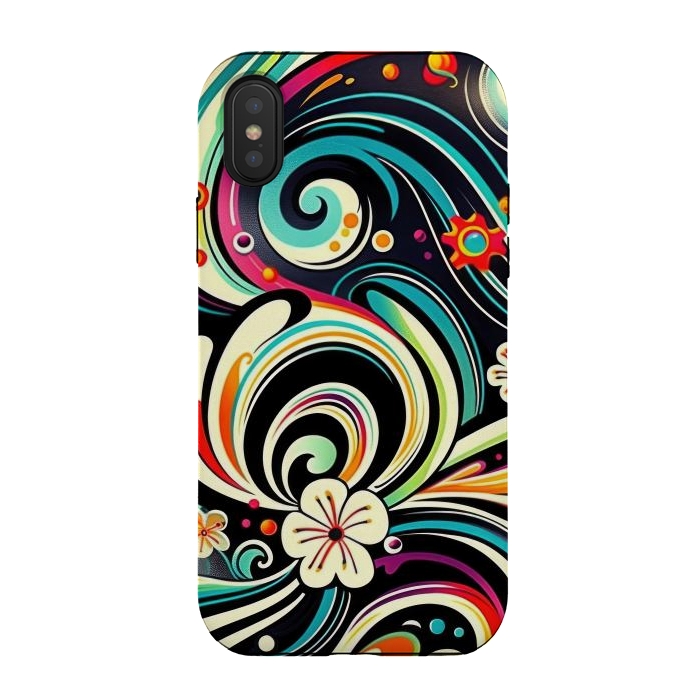 iPhone Xs / X StrongFit Retro Whimsical Floral Pattern by Texnotropio