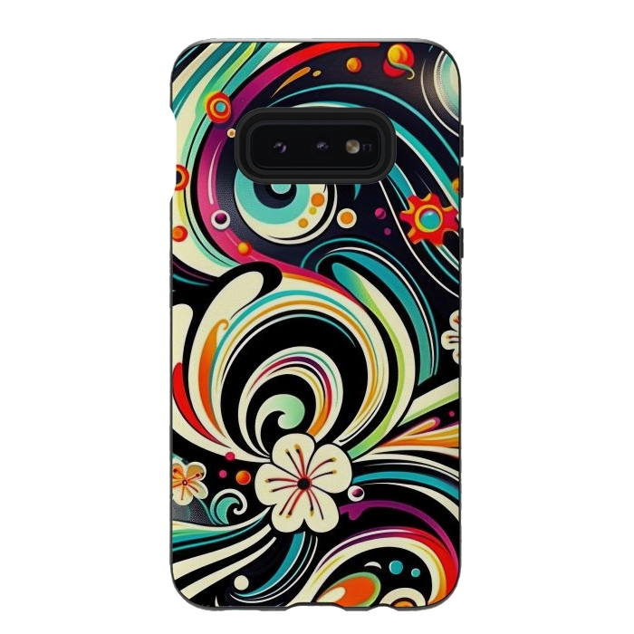 Galaxy S10e StrongFit Retro Whimsical Floral Pattern by Texnotropio
