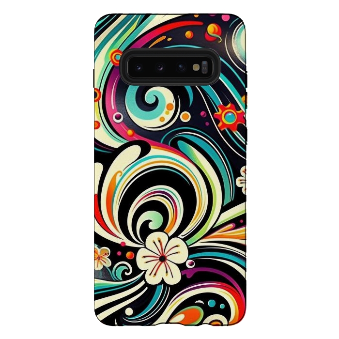 Galaxy S10 plus StrongFit Retro Whimsical Floral Pattern by Texnotropio
