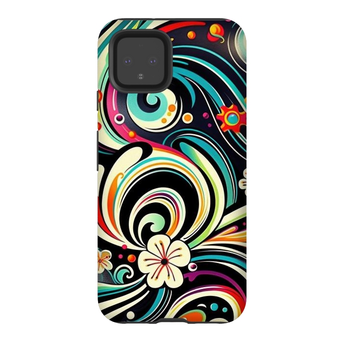 Pixel 4 StrongFit Retro Whimsical Floral Pattern by Texnotropio