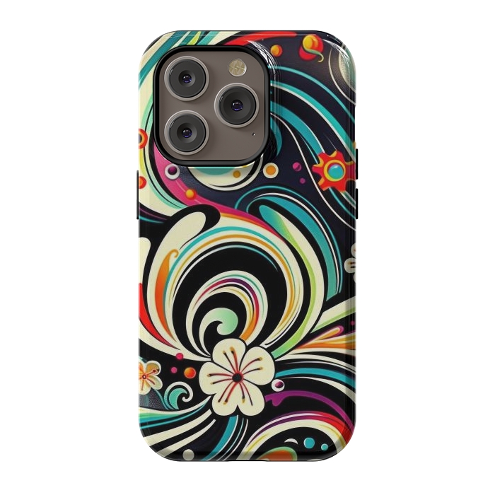 iPhone 14 Pro StrongFit Retro Whimsical Floral Pattern by Texnotropio