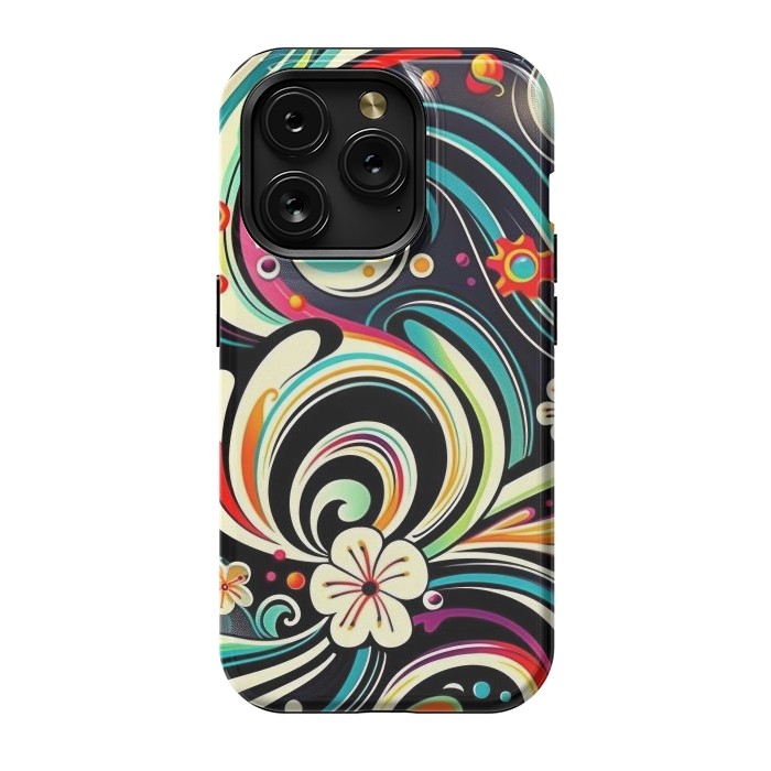 iPhone 15 Pro StrongFit Retro Whimsical Floral Pattern by Texnotropio