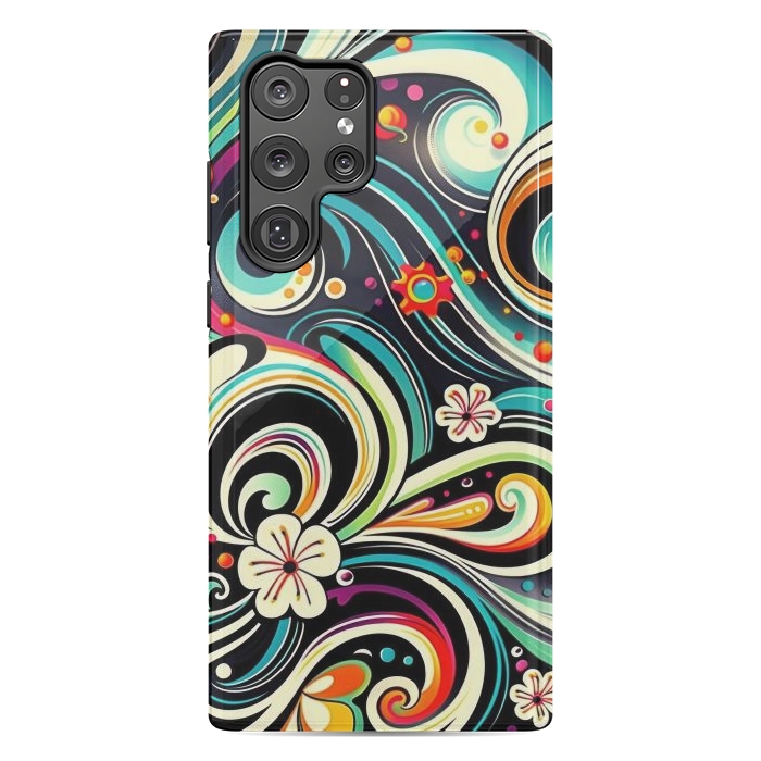 Galaxy S22 Ultra StrongFit Retro Whimsical Floral Pattern by Texnotropio