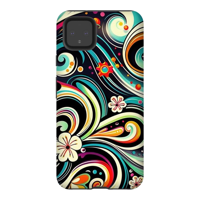 Pixel 4XL StrongFit Retro Whimsical Floral Pattern by Texnotropio