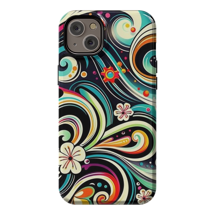 iPhone 14 Plus StrongFit Retro Whimsical Floral Pattern by Texnotropio