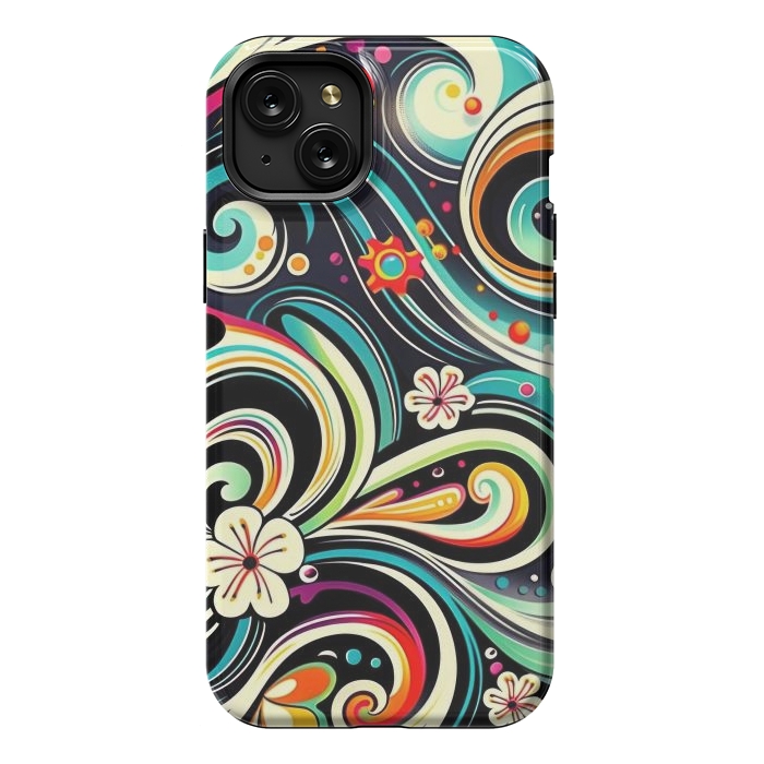 iPhone 15 Plus StrongFit Retro Whimsical Floral Pattern by Texnotropio