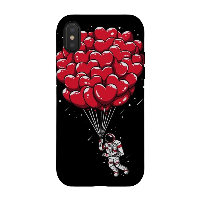iPhone Xs / X StrongFit Heart Balloon Astronaut by LM2Kone