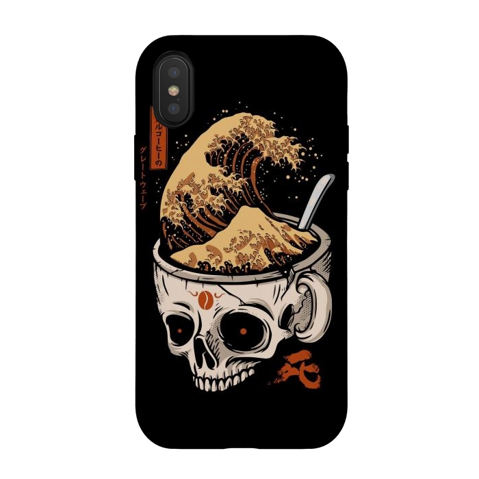 iPhone Xs / X StrongFit The Great Wave of Skull Coffee by LM2Kone