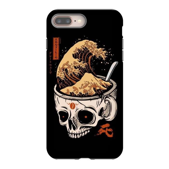 iPhone 8 plus StrongFit The Great Wave of Skull Coffee by LM2Kone
