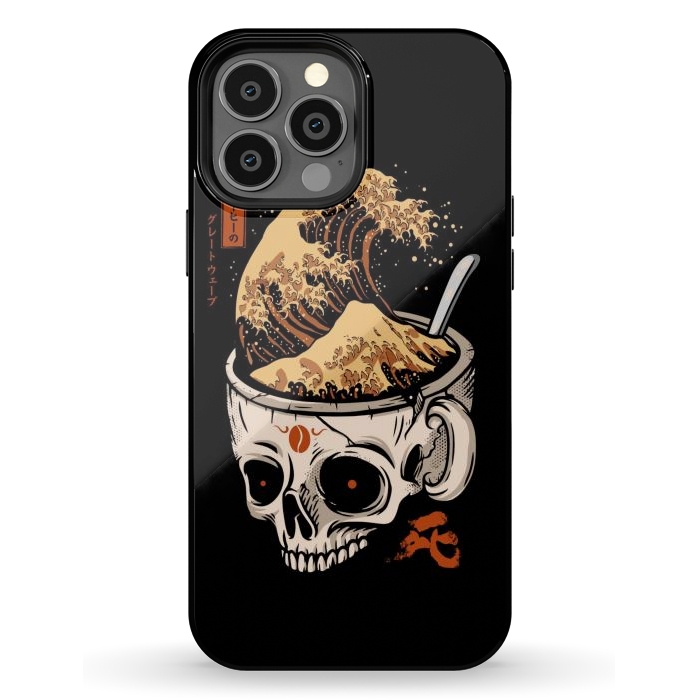 iPhone 13 Pro Max StrongFit The Great Wave of Skull Coffee by LM2Kone