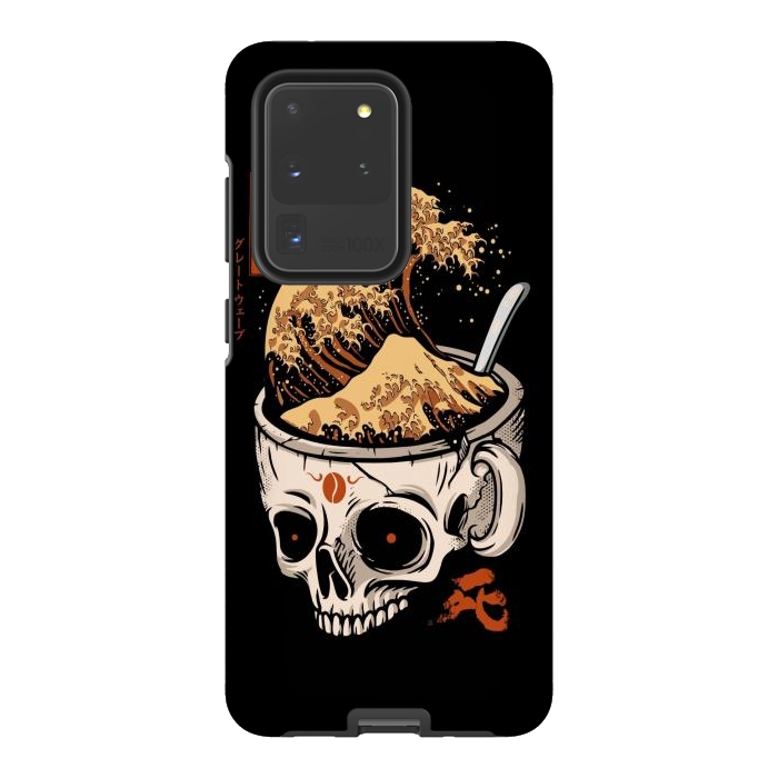 Galaxy S20 Ultra StrongFit The Great Wave of Skull Coffee by LM2Kone