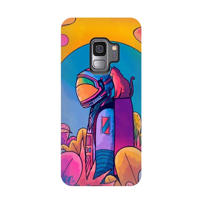 Galaxy S9 StrongFit The astronaut and cat by Steve Wade (Swade)
