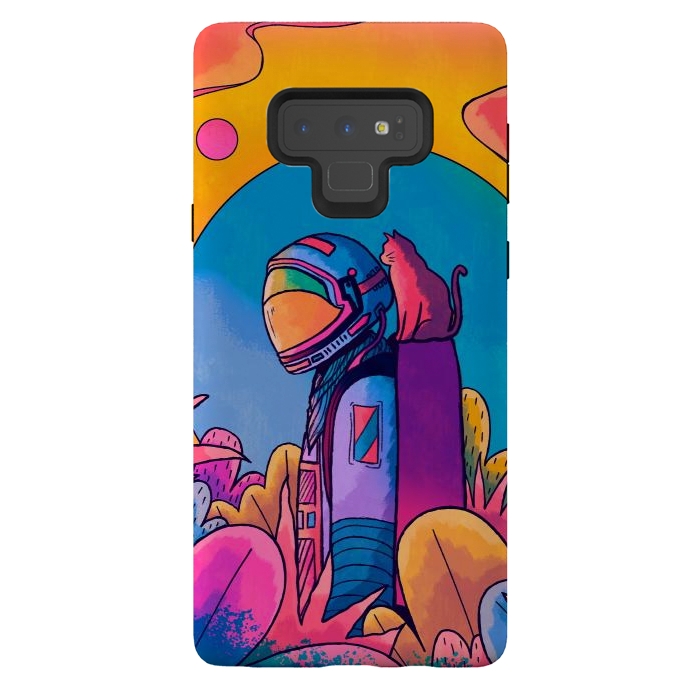 Galaxy Note 9 StrongFit The astronaut and cat by Steve Wade (Swade)