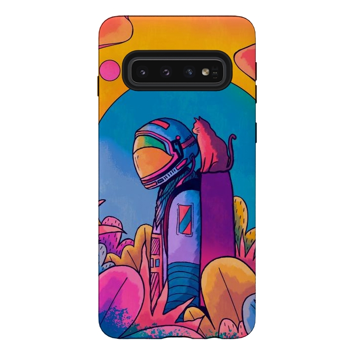 Galaxy S10 StrongFit The astronaut and cat by Steve Wade (Swade)