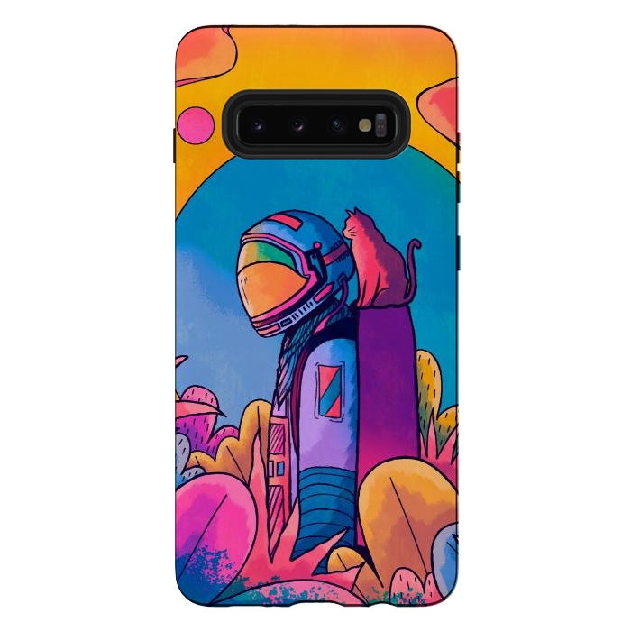 Galaxy S10 plus StrongFit The astronaut and cat by Steve Wade (Swade)