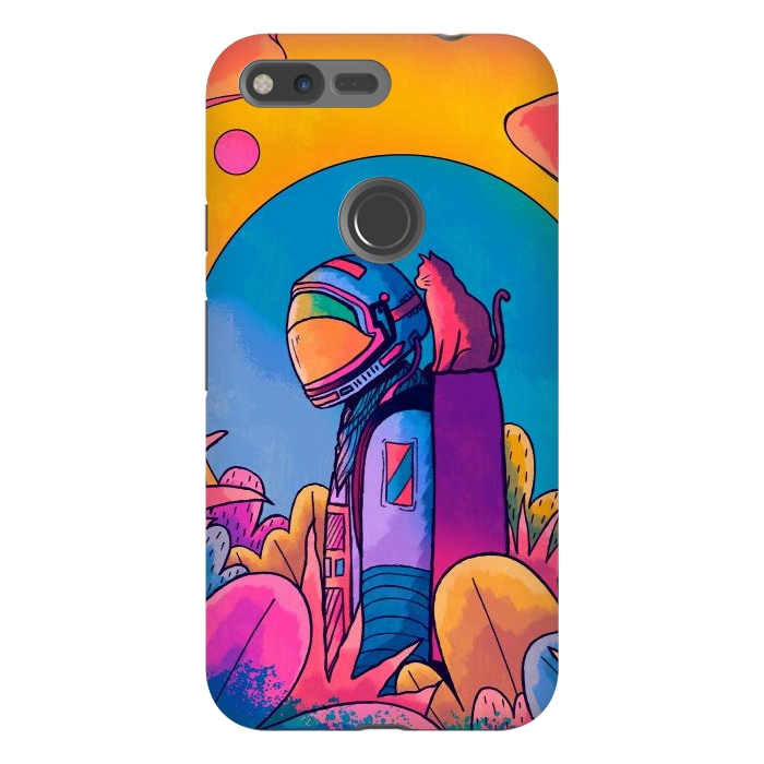 Pixel XL StrongFit The astronaut and cat by Steve Wade (Swade)