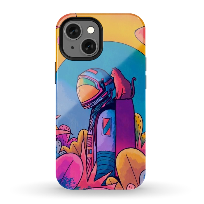 iPhone 12 mini StrongFit The astronaut and cat by Steve Wade (Swade)
