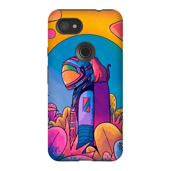 Pixel 3AXL StrongFit The astronaut and cat by Steve Wade (Swade)